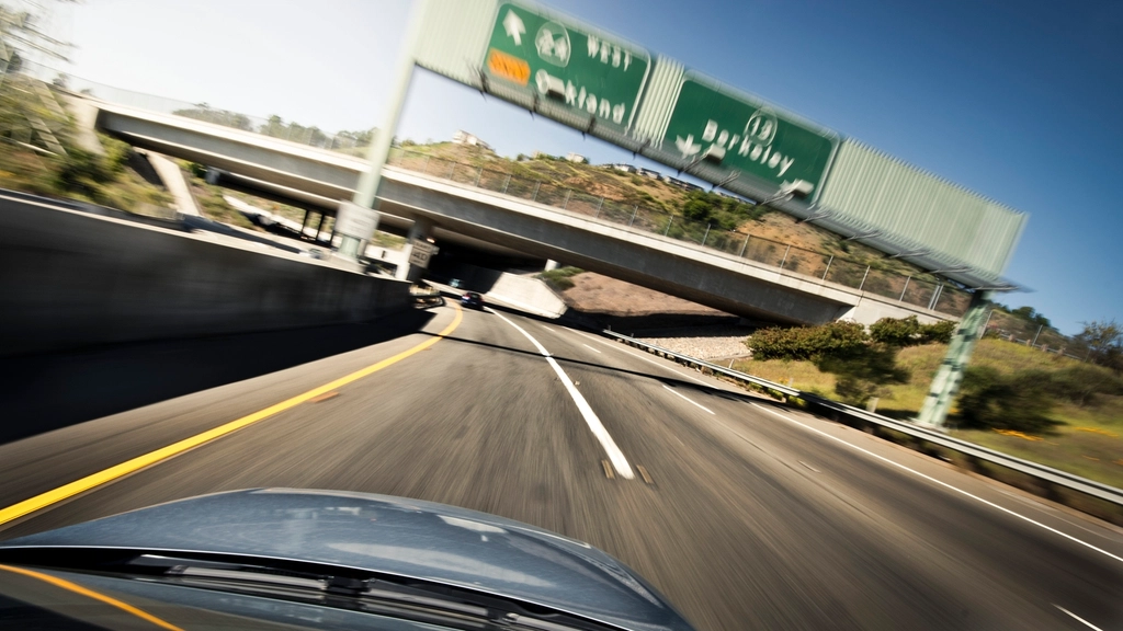 Driver's view of a US highway at speed